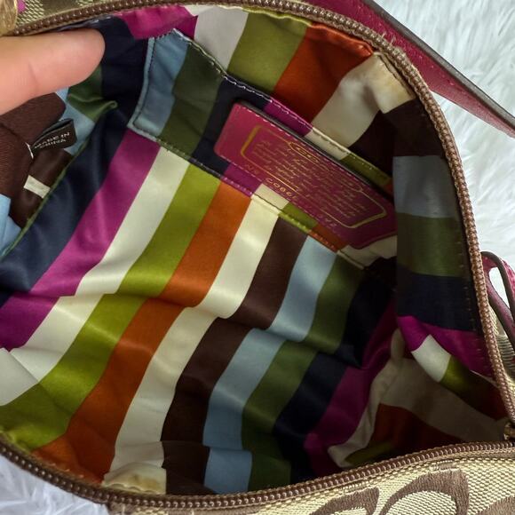 y2k COACH Legacy Stripe Signature Canvas  Mini Purse Shoulder Bag Wristlet - Picture 6 of 9